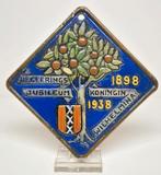 Cloisonné Regeerings Jubileum tegel Wilhelmina 1938, Gouda., Ophalen of Verzenden