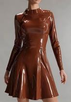 Mooie wetlook jurk met hoge hals, tm 3XL, Kleding | Dames, Jurken, Verzenden, Zwart, Maat 46/48 (XL) of groter, Nieuw