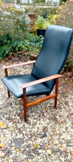 70ties Vintage Retro Fauteuil Pallisanderhout, skai bekleed, Ophalen, Gebruikt, 70ties, 50 tot 75 cm