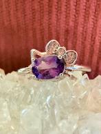 Hello Kitty Ring met Amethist & Zirkonen - Verstelbaar!, Overige materialen, Paars, Nieuw, Ophalen of Verzenden