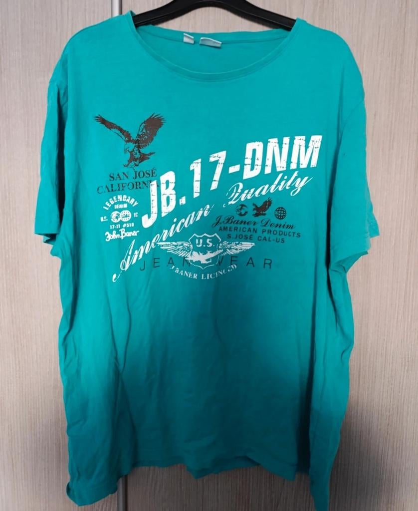 Turquoise T-shirt John Baner Maat 52/54, Maat 52/54 (L), John Baner, Ophalen of Verzenden, Zo goed als nieuw