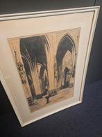 Grote ets interieur 1940 sint jan kathedraal 's-hertogebosch, Antiek en Kunst, Kunst | Etsen en Gravures, Ophalen