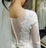 Luxe moderne Trouwjurk size M bruidsjurk + schoenen & broche, Trouwjurk, Wit, Ophalen of Verzenden, Zo goed als nieuw