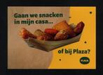 Reclame Snackbar Gaan we snacken in mijn casa of bij Plaza?, Verzenden, 1980 tot heden, Ongelopen, Cultuur en Media