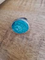 Tibetaans zilveren zegelring maat 18.5. Met turquoise., Ophalen of Verzenden, Zilver, Ring, Met edelsteen