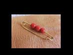 Bijzonder 18K Gouden Broche met Koraalballen!, Sieraden, Tassen en Uiterlijk, Antieke sieraden, Verzenden, Goud, Broche