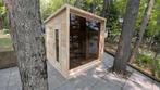 Panorama knotty cedar sauna met designbanken, ook thermohout, Ophalen, Fins of Traditioneel, Wellnessandgarden, Info@leisure-wellness-group.com