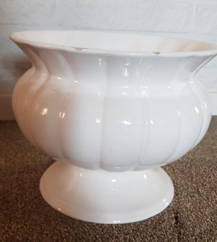 Antieke Delfts Witte Bloempot, Tuin en Terras, Bloempotten, Gebruikt, Ophalen of Verzenden