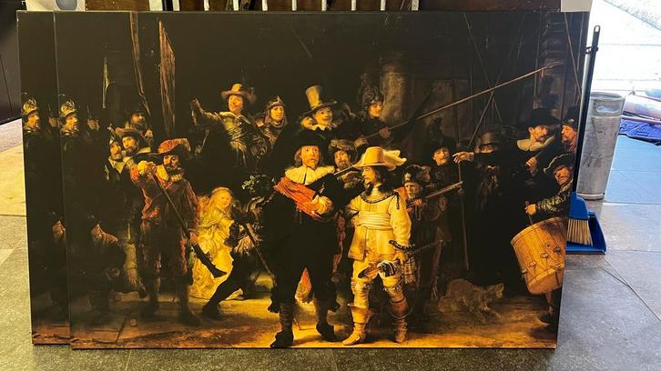 Nachtwacht Print op Canvas (4x), Huis en Inrichting, Woonaccessoires | Schilderijen, Tekeningen en Foto's, Zo goed als nieuw, Print