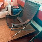 Vintage Design fauteuil, donker rieten staal, Huis en Inrichting, Stoelen, Ophalen of Verzenden, Bruin, Eén