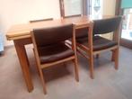 Houten Eettafel met 6 Stoelen, Huis en Inrichting, Complete eetkamers, Ophalen, Gebruikt, Retro, 6 tot 8 stoelen