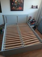 Ikea bed 160x200 met lattenbodems en middenbalk, Ophalen, Gebruikt, Beige, Tweepersoons
