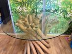 Bamboe eettafel rond, 105cm diameter, Huis en Inrichting, Tafels | Eettafels, Ophalen, Gebruikt, Overige materialen, Rond