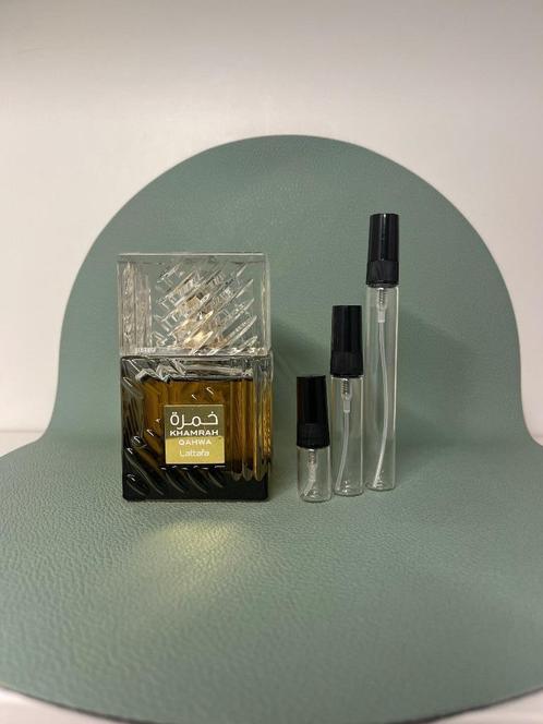 Lattafa Khamrah Qahwa Sample Decant Parfum Tester, Sieraden, Tassen en Uiterlijk, Uiterlijk | Parfum, Zo goed als nieuw, Verzenden