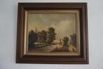 Oud Hollands landschap in fraaie houten lijst, Antiek en Kunst, Ophalen of Verzenden