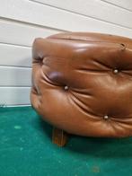poef bruin leer met deksel, Ophalen of Verzenden, 'T Olde Gre-j, Info@toldegrej.nl, Endepoelstraat 20f Didam