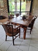 2 koloniale tafels, stoelen, salontafel (ook apart te koop), 50 tot 100 cm, Koloniaal, 150 tot 200 cm, Teakhout