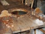 Mooie Ronde  Houten Spiegel met 2 wandconsoles/Houtsnijwerk, Huis en Inrichting, Woonaccessoires | Spiegels, Ophalen, Minder dan 50 cm