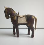 Antiek houten paard messing en parelmoer, Ophalen of Verzenden, Gebruikt