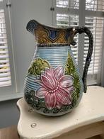 Prachtige antiek Franse majolica  waterkan 19 de eeuw, Antiek en Kunst, Ophalen of Verzenden