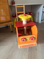 Houten Brandweerauto Loopwagentje, Ophalen, Gebruikt, Duw- of Trekspeelgoed