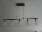 Mooie hanglamp 5-delig, rvs & melkglas, Ophalen of Verzenden, Zo goed als nieuw