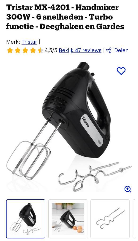 Tristar MX-4201 Handmixer - 300W - 6 Snelheden, Witgoed en Apparatuur, Keukenmixers, Zo goed als nieuw, 3 snelheden of meer, Ophalen of Verzenden