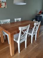 Eettafel met stoelen, 50 tot 100 cm, Teakhout, Gebruikt, Rechthoekig