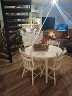 Mooie ronde eettafel wit met 4 stoelen, Ophalen, Gebruikt, 4 tot 6 stoelen