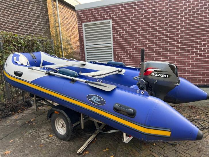 Hibo rubberboot met Suzuki buitenboordmotor en trailer., Watersport en Boten, Rubberboten, Gebruikt, Overige merken, Aluminium