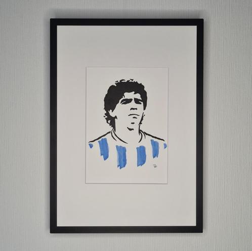 Maradona I (Argentinie), Linodruk met aquarel., Huis en Inrichting, Woonaccessoires | Schilderijen, Tekeningen en Foto's, Nieuw