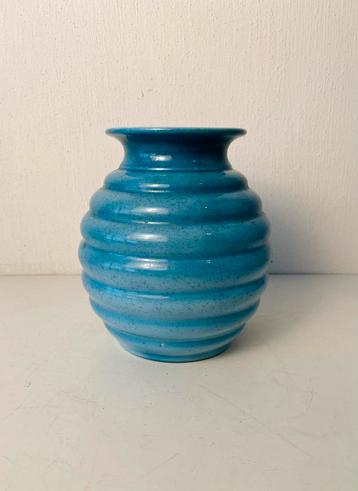 Mosa Maastricht blauw keramiek vaas , jaren 70 beschikbaar voor biedingen