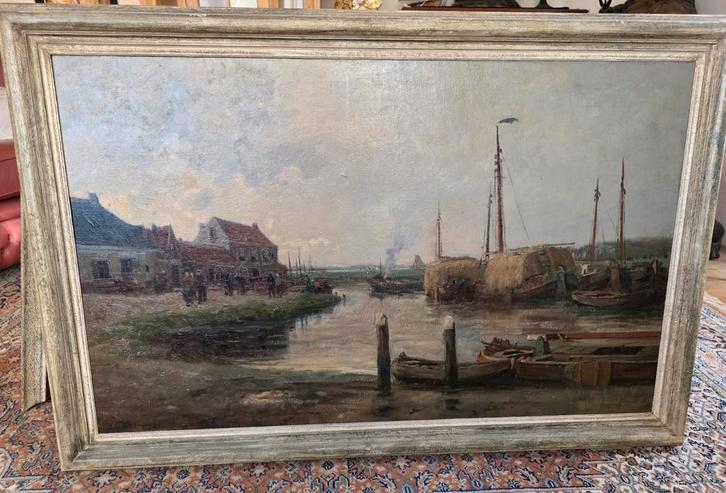 Groot mooi Zuiderzee gezicht met figuren,zeer oud,, Antiek en Kunst, Kunst | Schilderijen | Klassiek, Ophalen