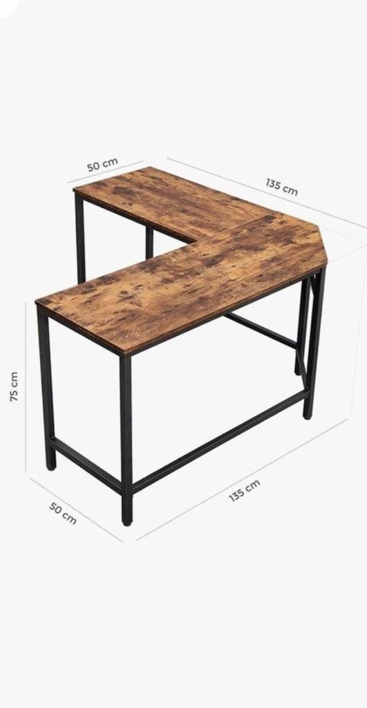 Handig Hoekbureau Houtvuren look, Huis en Inrichting, Bureaus, Gebruikt, Bureau, Ophalen