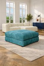 NIEUW poef hocker Melchior blauw groen, Ophalen, Eclectisch vintage, 100 tot 125 cm, Stof