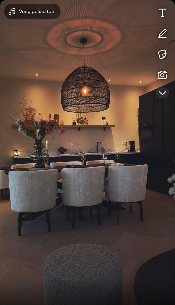 HK Living tafellamp, Huis en Inrichting, Lampen | Lampenkappen, Zo goed als nieuw, 50 cm of meer, Rond, Zwart, Ophalen of Verzenden