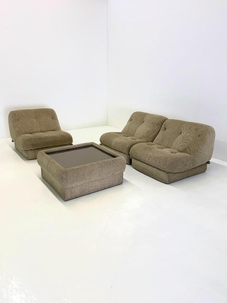 Vintage Nuvolone Modulaire set Bank Salontafel Mimo Padova, Huis en Inrichting, Fauteuils, Zo goed als nieuw, Stof, Overige materialen