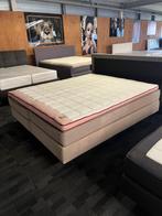 Auping boxspring taupe kleur inc auping kiruna topper, Ophalen, 210 cm, Tweepersoons, Zo goed als nieuw