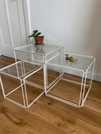 Max Sauze nesting tables vintage, Huis en Inrichting, Tafels | Bijzettafels, Gebruikt, Ophalen, Metaal of Aluminium, Midcentury retro jaren 70 minimalistisch