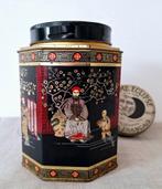Oud theeblik, 8-hoekig, Chinoiserie, Ophalen of Verzenden, Gebruikt, Thee, Overige merken