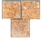 Lot van drie antieke Estrikken tegels met marmerimitatie., Ophalen of Verzenden