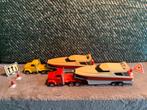 Majorette Semi Tractor Truck & Trailer With Red Boat Load 2x, Hobby en Vrije tijd, Modelauto's | 1:87, Majorette, Gebruikt, Ophalen of Verzenden