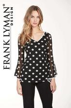 Frank Lyman tuniek/blouse flair mouwen zwart/wit stippen 44, Kleding | Dames, Maat 42/44 (L), Zo goed als nieuw, Zwart, Frank Lyman