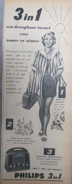 knipsel PHILIPS radio  1953     type handtas, Antiek en Kunst, Antiek | Tv's en Audio, Ophalen of Verzenden