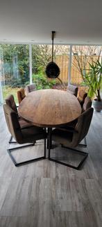 Grote ovale tafel 300x130cm met 8 stoelen, Huis en Inrichting, Tafels | Eettafels, Ophalen, 100 tot 150 cm, 200 cm of meer, Zo goed als nieuw