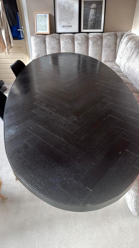 Visgraat zwarte eettafel 240x110, Huis en Inrichting, Tafels | Eettafels, Zo goed als nieuw, 50 tot 100 cm, 200 cm of meer, Rechthoekig