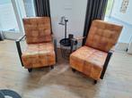 2 Gebruikte Fauteuils, zonder schade, weinig gebruikt., Ophalen of Verzenden, Cognac kleur, 50 tot 75 cm, Leer