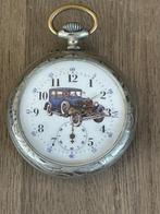 Zakhorloge met rijtuigafbeelding, Antiek en Kunst, Antiek | Goud en Zilver, Verzenden