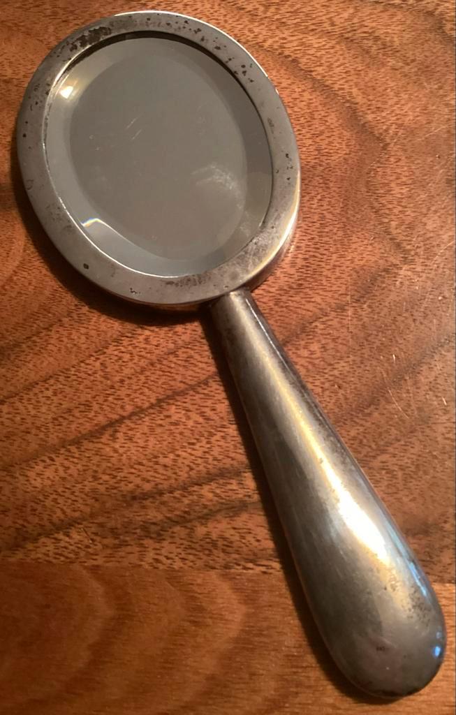 Vintage Portugese Zilveren Handspiegel, Antiek en Kunst, Antiek | Spiegels, Minder dan 50 cm, Minder dan 100 cm, Rond, Ophalen of Verzenden