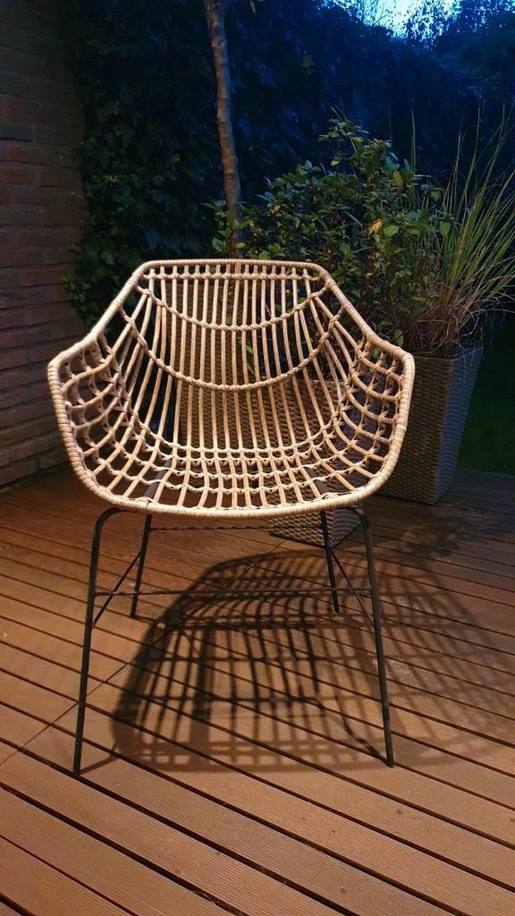 5 tuinstoelen jysk polyrotan, Tuin en Terras, Tuinstoelen, Gebruikt, Kunststof, Stapelbaar, Ophalen